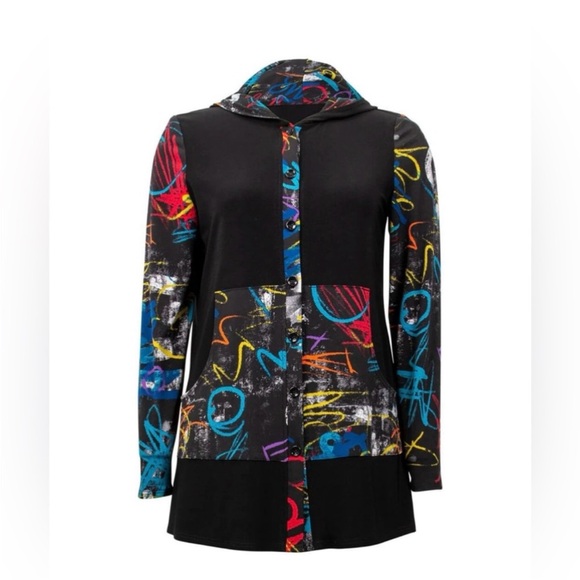 Joseph Ribkoff Women's Size 8 Graffiti Print
Jacket Hoodie - Picture 3 of 6
